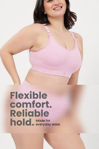 SecureFit Cotton Non-Padded Feeding Bra - Baby Pink