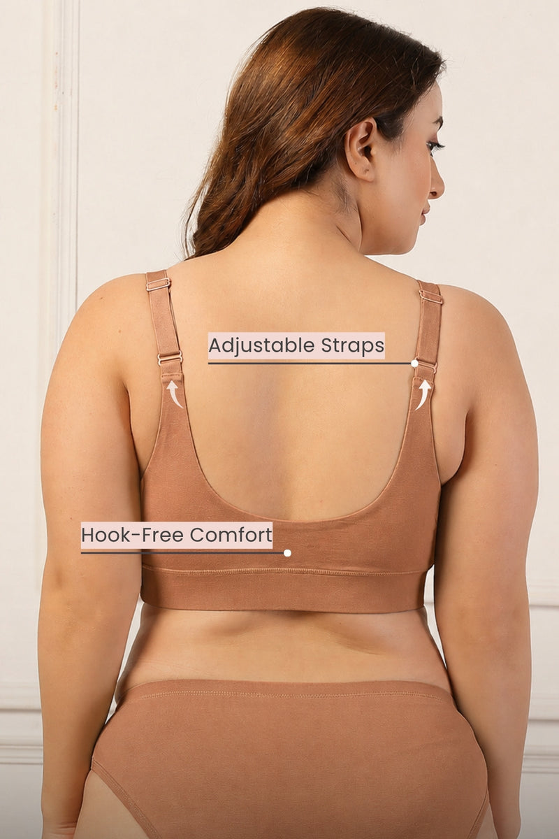 247 Extra Support Cotton Feeding Bra with Adjuster - Honey