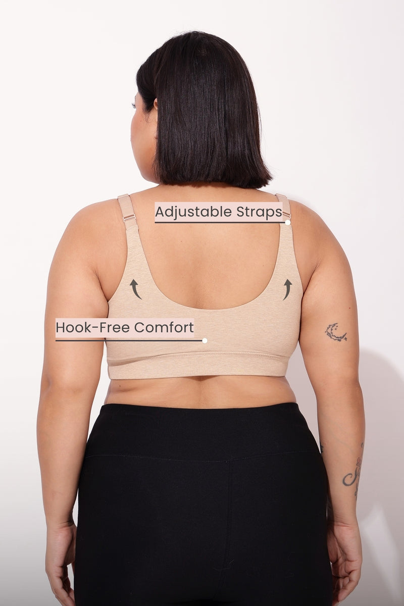 247 Extra Support Cotton Feeding Bra with Adjuster - Melange Beige