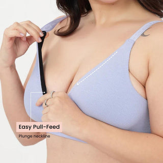 Zena Fine-Rib Bra - Soft Blue