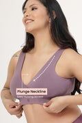247 (Upgraded) Modal Padded Maternity Feeding Bra - Purple Grey
