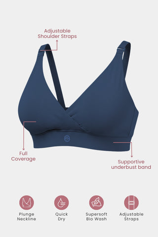 247 Extra Support Cotton Feeding Bra with Adjuster - Navy Blue
