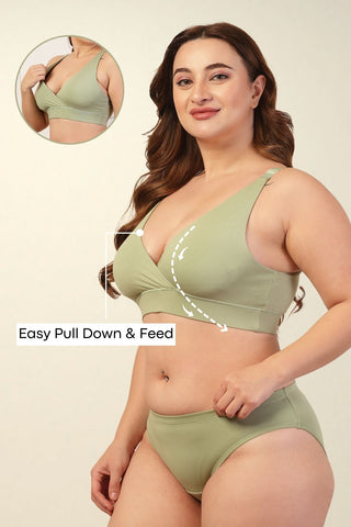 247 Extra Support Cotton Feeding Bra with Adjuster - Pista