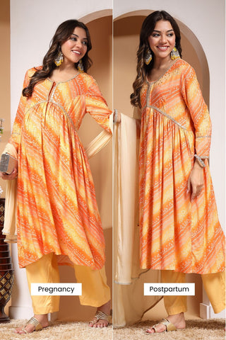 Sunset Serenade Zipless Maternity Kurta Set