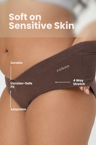 Modal C-Section Panty - (Pack of 4) (Brown, Dark Skin, Coco & Sage Green)