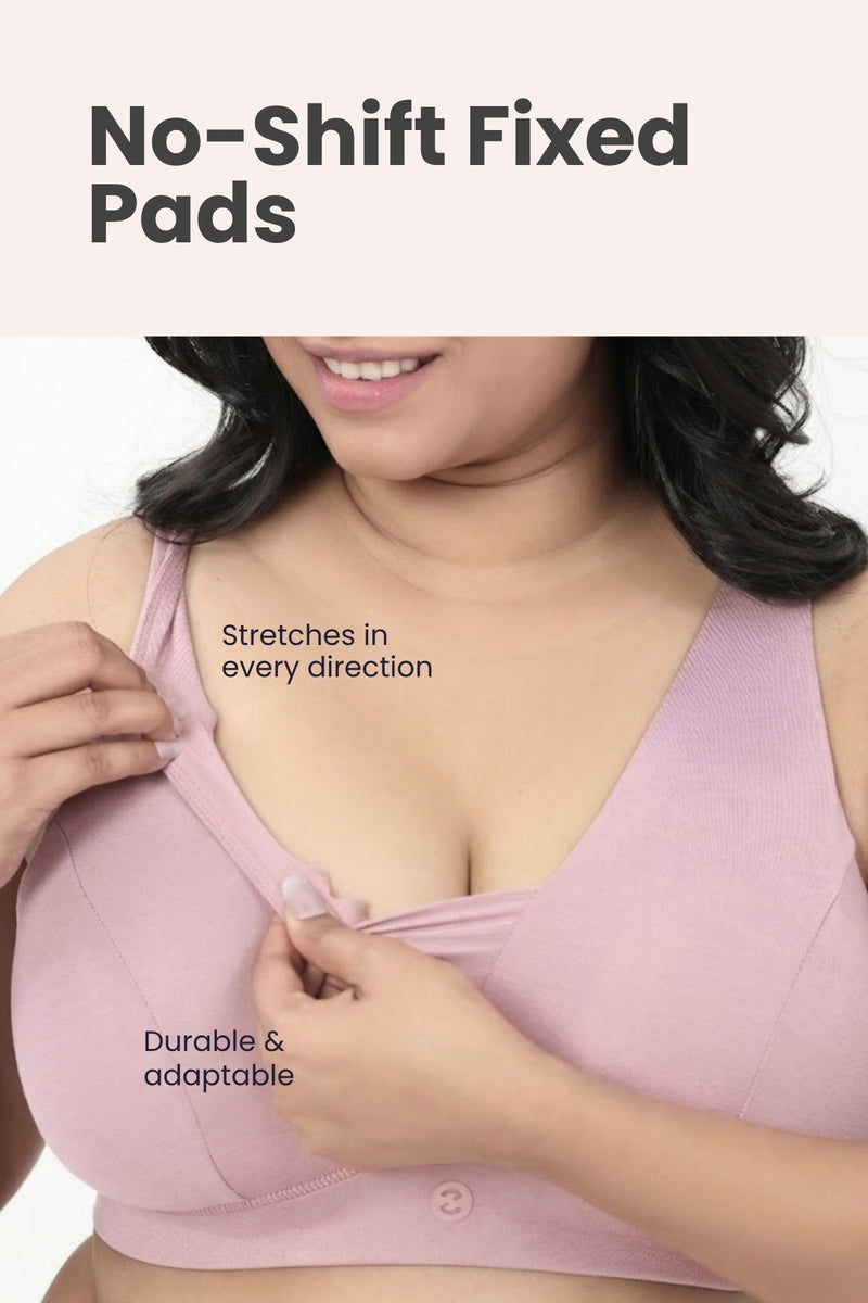 Fixed Padded Modal Maternity Bra with Support - Light Pink