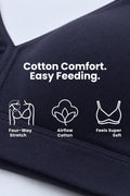 Lira Ribbed Cotton Nursing Padded Bra - Navy