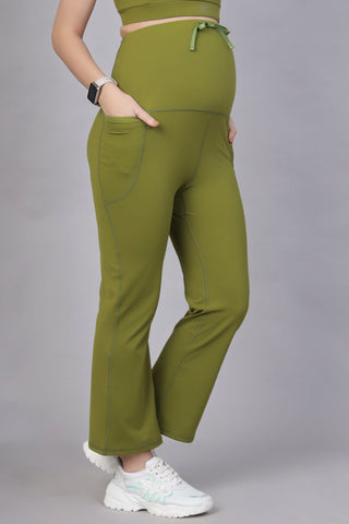 Full Bump-Coverage Olive Flair Pant (Pregnancy)