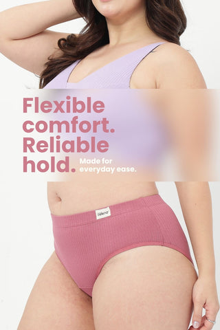 Sera Broad Rib Mid Rise Hipster - Blush