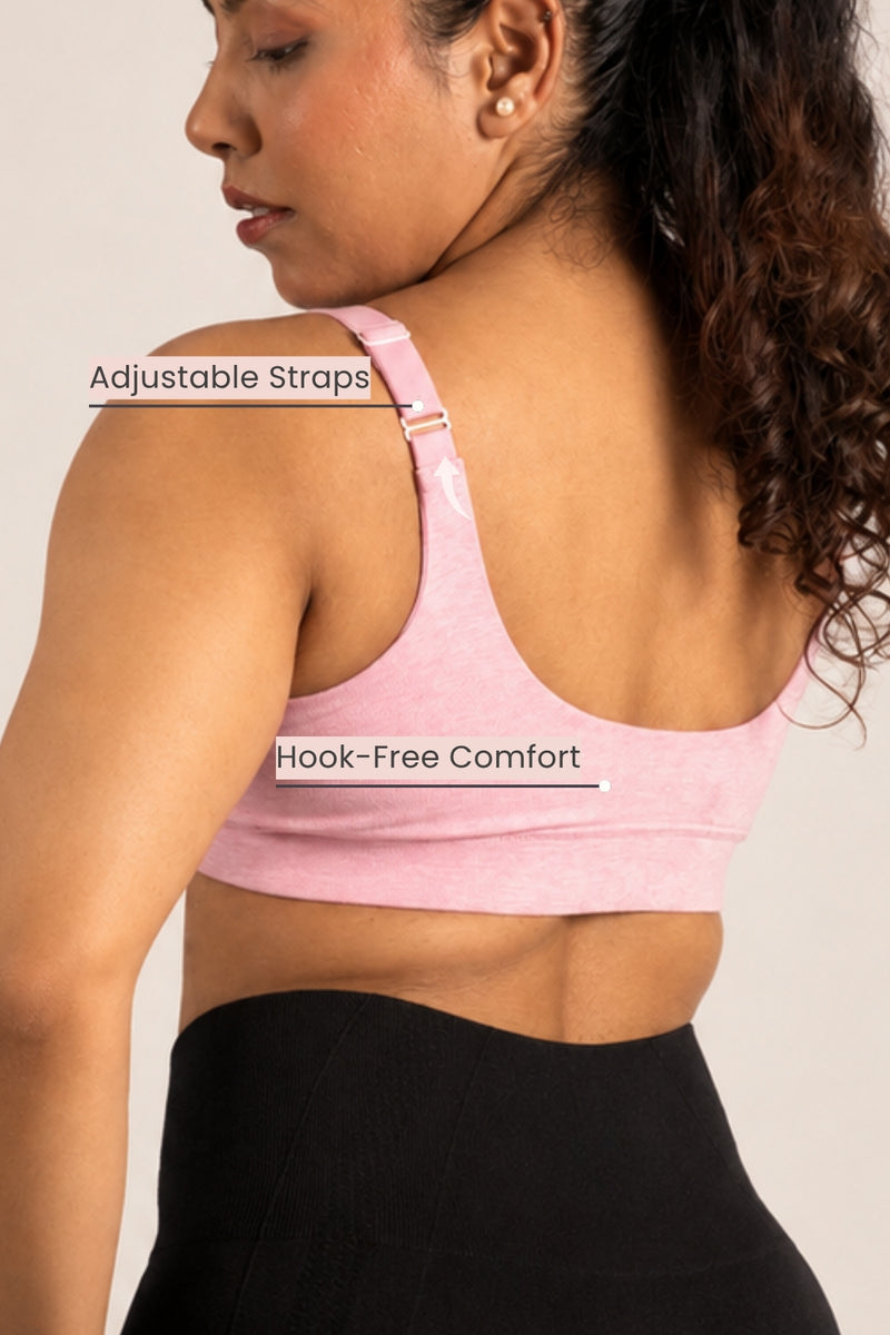 247 Extra Support Cotton Feeding Bra with Adjuster - Melange Pink