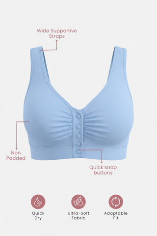 Ruched Modal Front-Open Bra - (Pack Of 3) (Black, Airforce, Cornflower Blue)