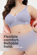 Lira Ribbed Cotton Nursing Padded Bra - M-Blue
