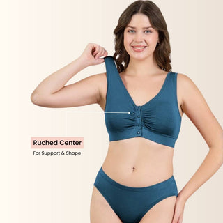 Ruched Modal Front-Open Bra - Brown