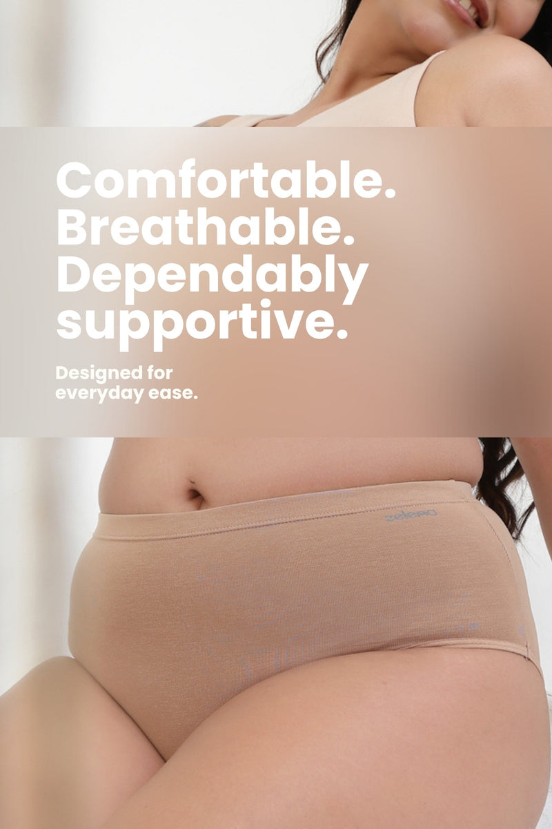 Light Skin Cotton Cut & Sew high west panty featuring stretchable cotton fabric for all-day wear.