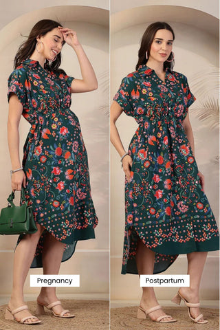 All Over Printed Zipless Maternity Feeding Dress