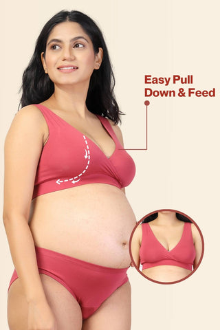 Rustic Red Padded Bra: Fixed cups ensure smooth coverage and natural shape.