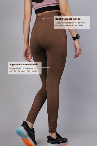 Seamless High Waisted Tummy Compression Brown Postpartum Legging