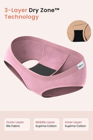 Sera Fine Rib Mid Rise Hipster Pack of 4 - (Skin, Pink, Purple, Black)