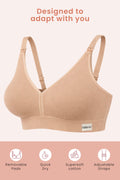 Lira Ribbed Cotton Nursing Padded Bra - Skin