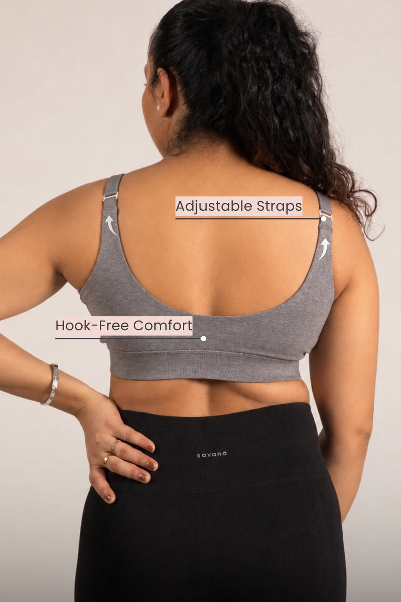 247 Extra Support Cotton Feeding Bra with Adjuster - Melange Anthrea