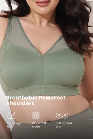 Sculpt & Lift Powermesh Bra - Sage Green