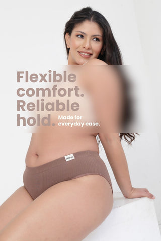 Sera Broad Rib Mid Rise Hipster - Mocha