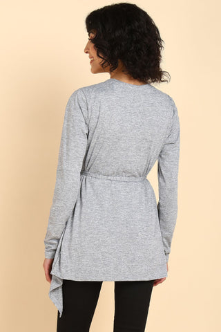 Light Grey Full Coverage Easy-Feeding Maternity Duster