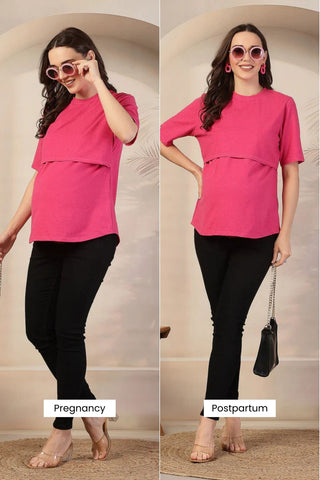 Fuchsia Zipless Feeding Maternity Top