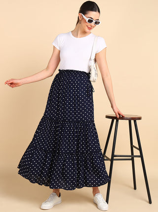Midnight Blue Skirt; lightweight fabric provides breathability for daily comfort.