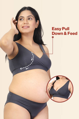 247 Grey Padded Maternity Feeding Bra