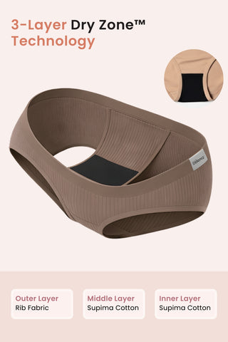 Sera Fine Rib Mid Rise Hipster - Skin