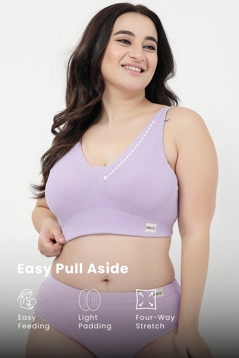 Natural Shape Wide Rib Bra - Lavender