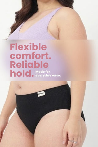 Sera Broad Rib Mid Rise Hipster - Black