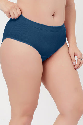 Sera Fine Rib Mid Rise Hipster - Airforce