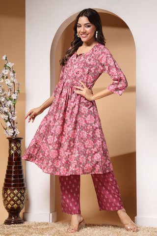 Floral Whisper Maternity Kurta Ensemble