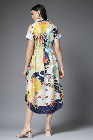 Multicolor All Over Printed 100% Rayon Zipless Maternity Dress