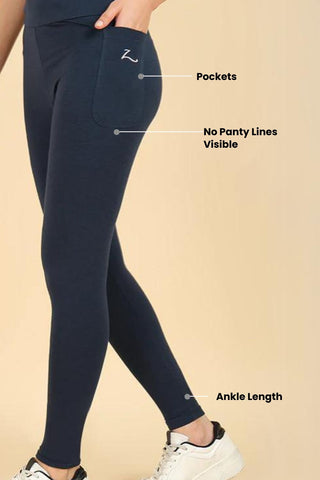 Waistband can be folded down for postpartum comfort.