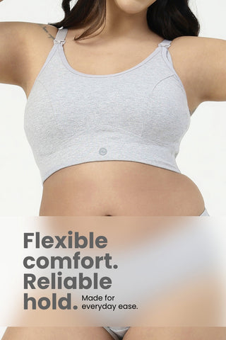 SecureFit Cotton Non-Padded Feeding Bra - Grey Melange