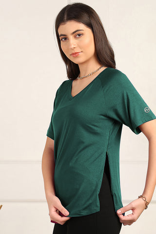 Deep Emerald Maternity Nursing Top & Shorts Set