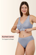 M-Blue Feeding Bra back; strap placement reduces shoulder digging discomfort.