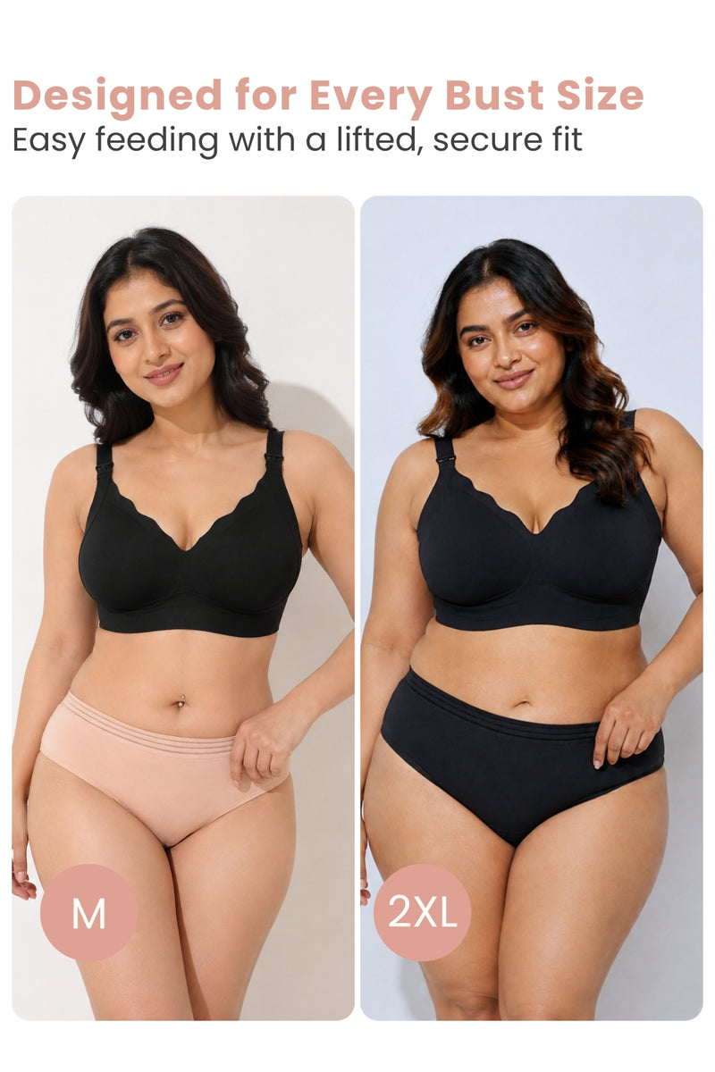 Sculpt & Lift Scallop Nursing Bra - Onyx