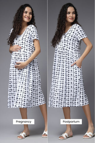 Graphic Elegance Maternity Feeding Dress