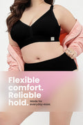 Lira Ribbed Cotton Nursing Padded Bra - Black