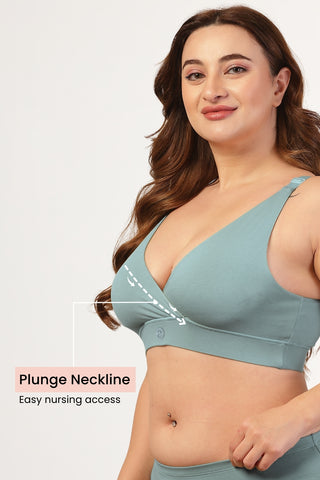 247 Extra Support Cotton Feeding Bra with Adjuster - Mint