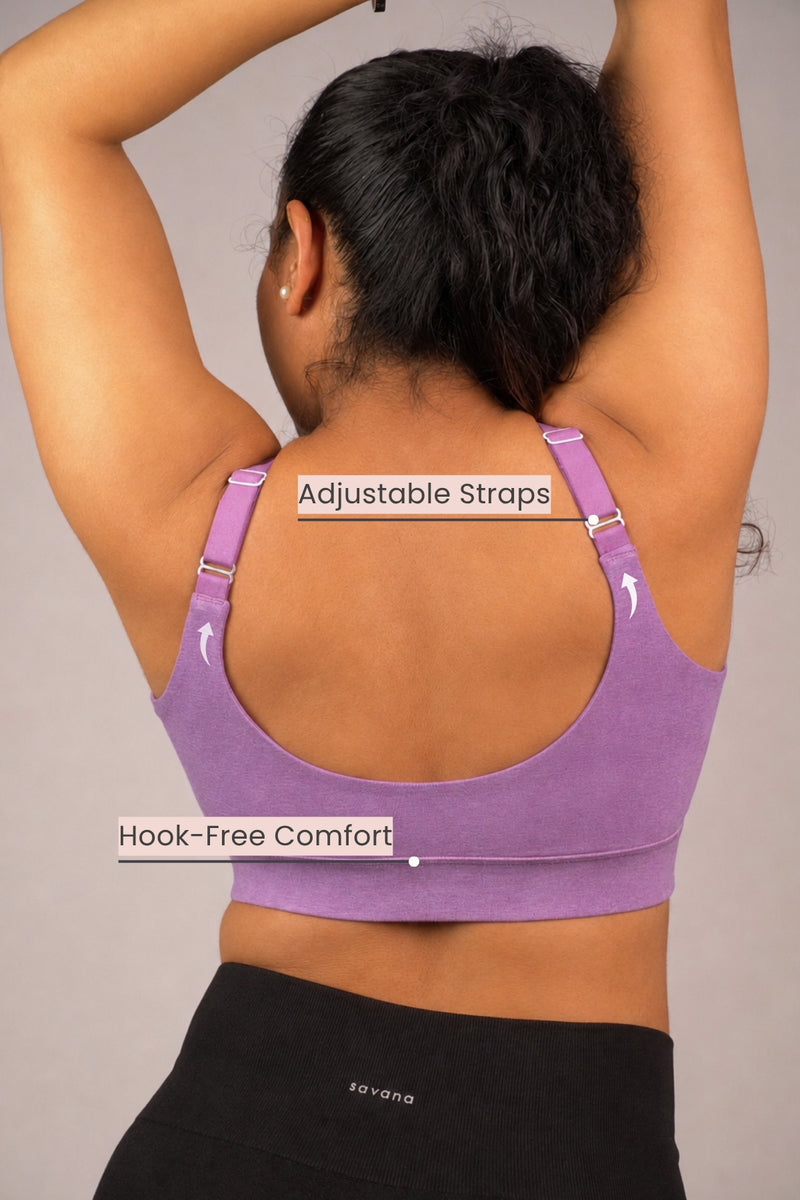 247 Extra Support Cotton Feeding Bra with Adjuster - Melange Purple