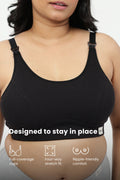 Riva Fine-Rib Cotton Feeding Bra - Black
