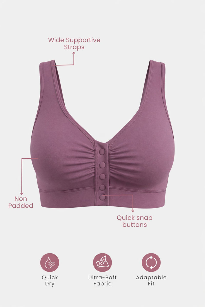 Ruched Modal Front-Open Bra - Lilac