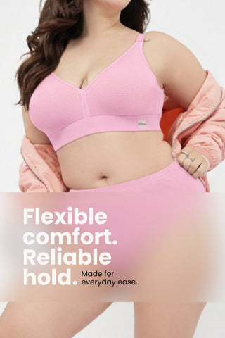 Lira Ribbed Cotton Nursing Padded Bra - Baby Pink