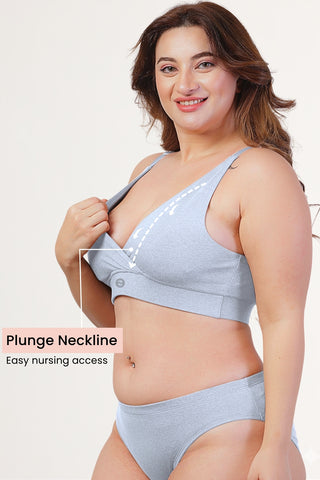 247 Extra Support Cotton Feeding Bra with Adjuster - Light Grey
