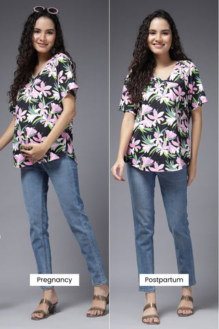 Enchanted Bloom Maternity Side Zip Feeding Top